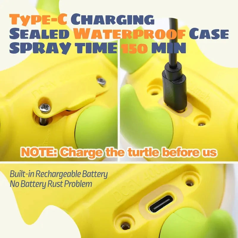 Baby Toys Rechargeable Turtle Bath Sprinkler for Kids Toddler with 5 Rings Bathtub Fountain Spray Mold Gifts