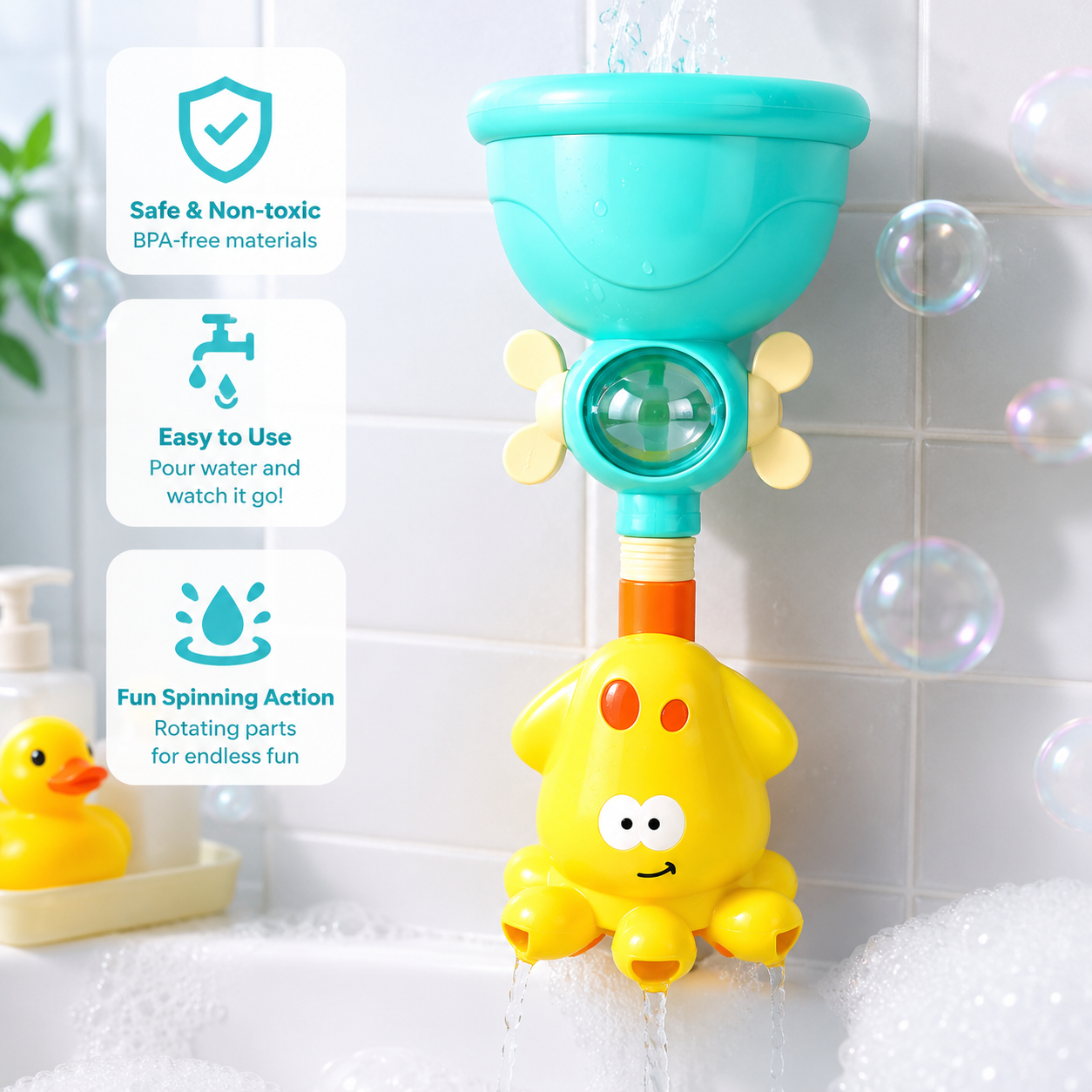 SpinSplash™ Montessori Water Fountain Bath Toy