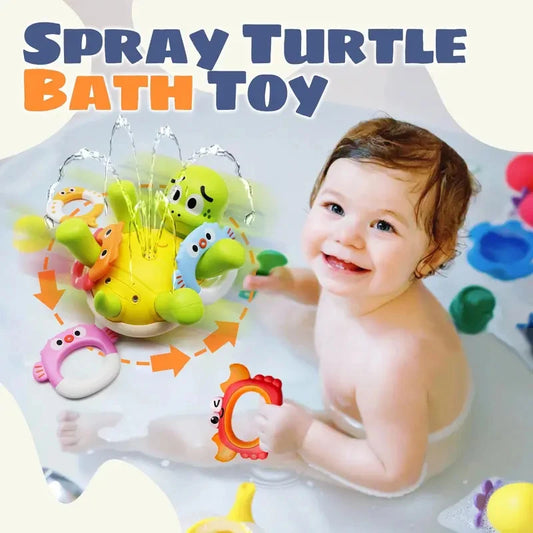 Baby Toys Rechargeable Turtle Bath Sprinkler for Kids Toddler with 5 Rings Bathtub Fountain Spray Mold Gifts